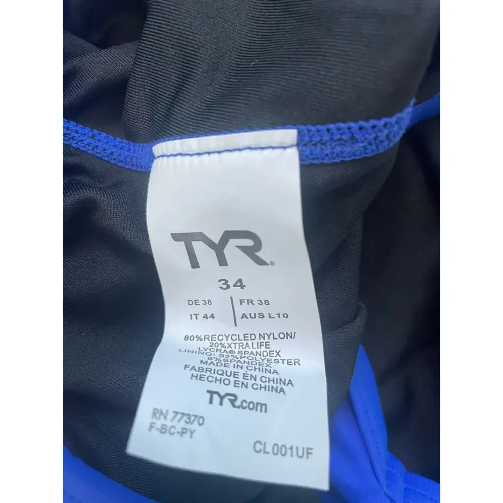 TYR Women's Tyreco Solid Diamondback Swimsuit Royal Blue Size 34 One Piece NEW - Picture 8 of 9